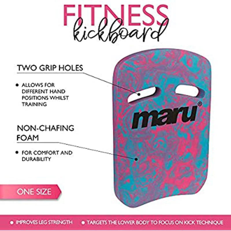 Maru - Swirl Two Grip Fitness Kickboard - Blue/Pink - Image 4