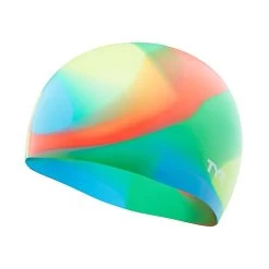 TYR - Tie Dye Silicone Junior Swim Cap- Blue/Yellow/Green/Orange