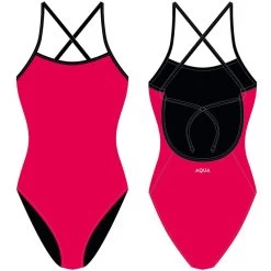 AQUA - Neon Cherry Solids Women Tie Back One Piece