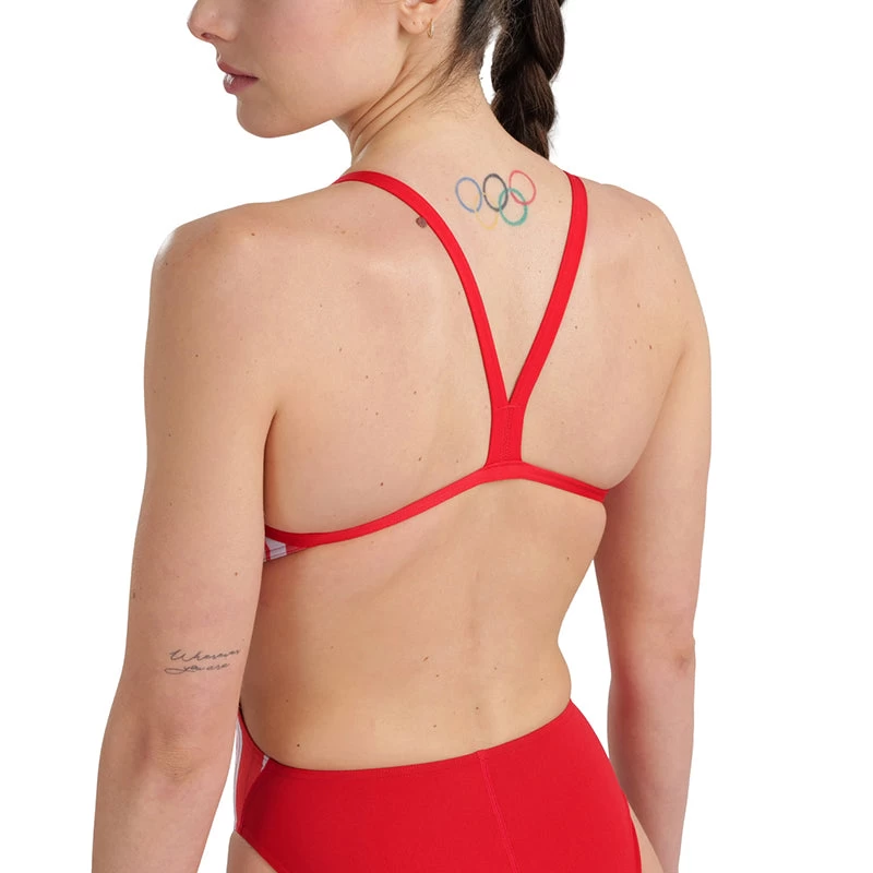 Arena - Marbled Challenge Back Ladies Swimsuit - Red/Multi - Image 5