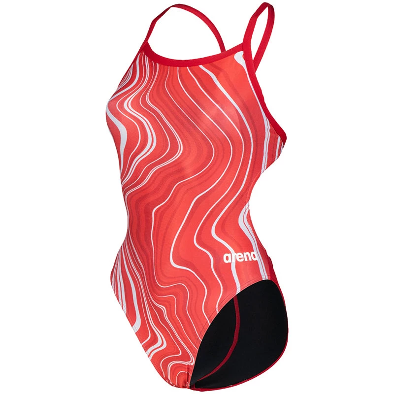 Arena - Marbled Challenge Back Ladies Swimsuit - Red/Multi - Image 6