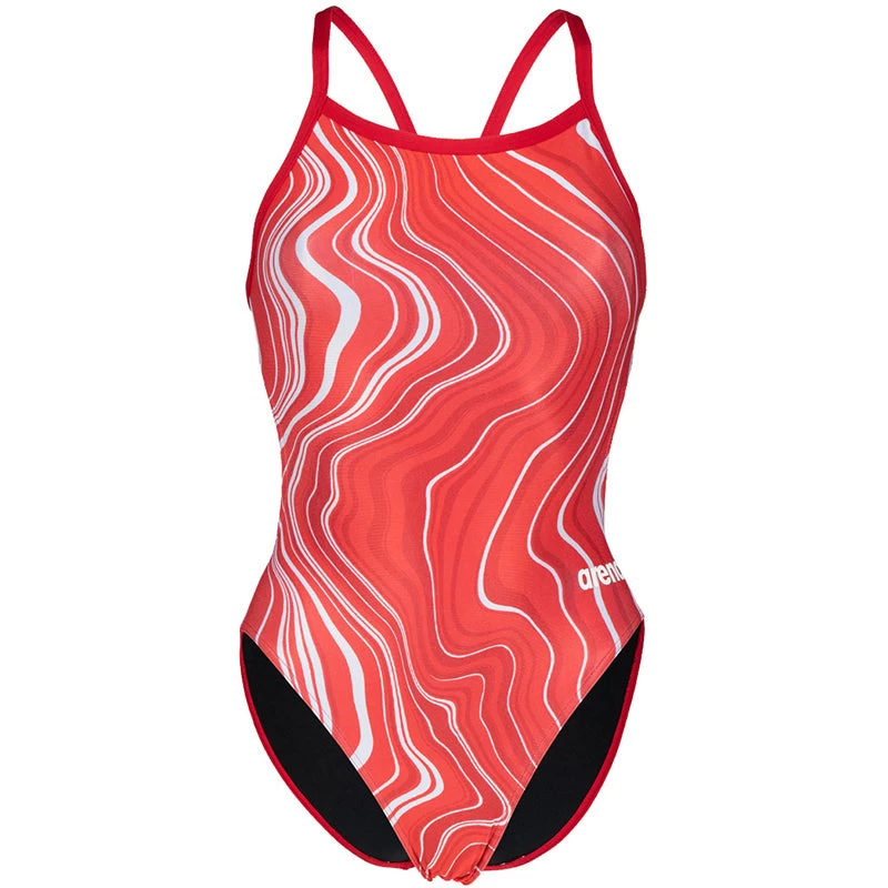 Arena - Marbled Challenge Back Ladies Swimsuit - Red/Multi - Image 8