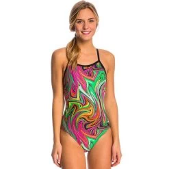 Dolfin - Winners Vanquish V-2 Back One Piece Swimsuit (Pink/Green)