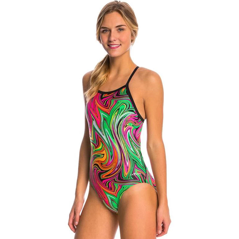 Dolfin - Winners Vanquish V-2 Back One Piece Swimsuit (Pink/Green) - Image 2