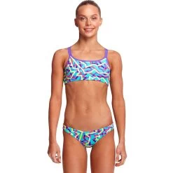 Funkita - Mint Strips - Girls Criss Cross Two Piece