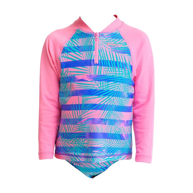 Funkita - Pastel Palm - Toddler Girl's Zippy Rash Vest - Image 2