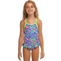 Funkita - Slug Hugs - Toddler Girls Eco Belted Frill One Piece