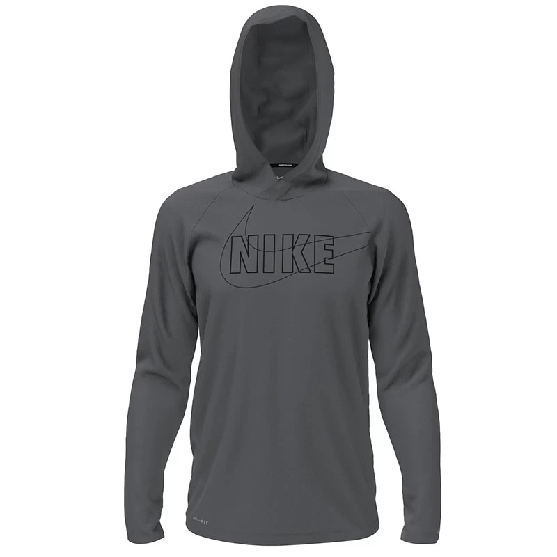 Nike - Outline Logo Long Sleeve Hooded Hydroguard (Iron Grey) - Image 3