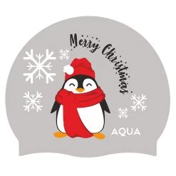 Aqua Penguin Christmas - Silicone Swim Hat