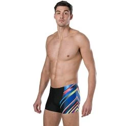 Speedo - Mirrorflash Allover Digital V Panel Aqua Shorts - Black/Psycho Red