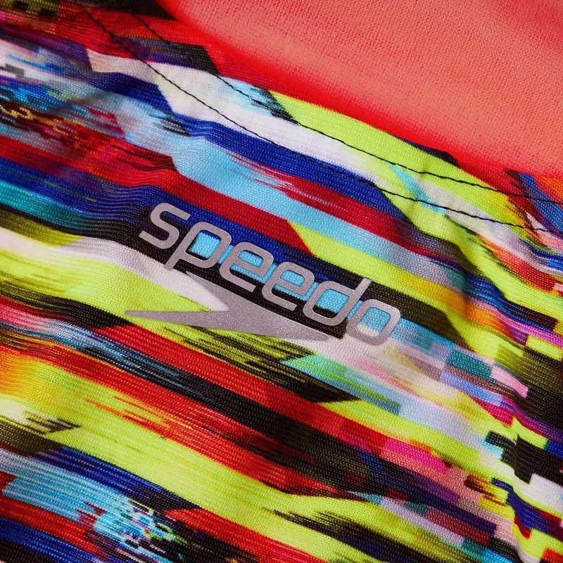 Speedo - Womens Digi Interference Allover Starback Swimsuit - Yellow/Red - Image 8