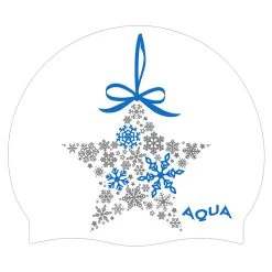 Aqua Star Christmas - Silicone Swim Hat (White)