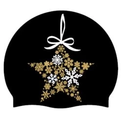 Aqua Star Christmas - Silicone Swim Hat (Black)